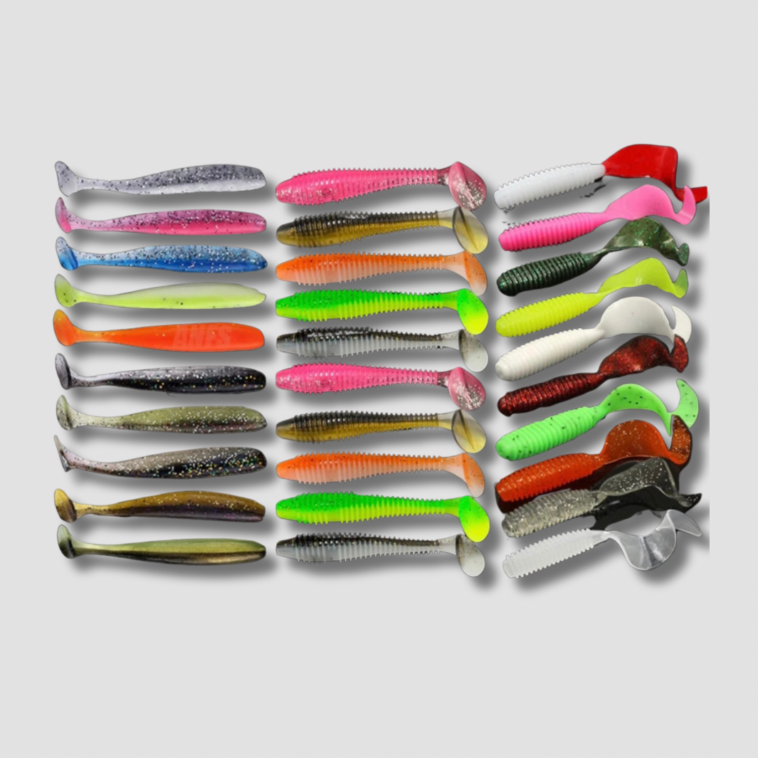 Lot de 30 leurres souple - couleurs multiples L'Univers des Pêcheurs